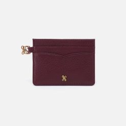 Charmed Card Case in Pebbled Leather - Mulberry Glaze