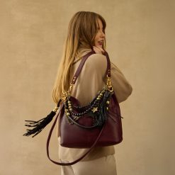 Alternative view of Taos Bead Swag in Pebbled Leather - Black