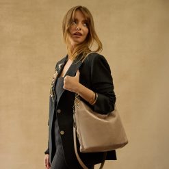 Alternative view of Pier Shoulder Bag in Aniline Gloss Leather - Stone Gloss