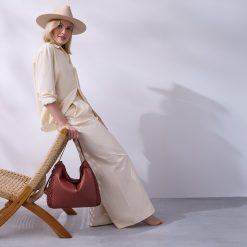 Alternative view of Hazel Hobo In Woven Leather - Chestnut