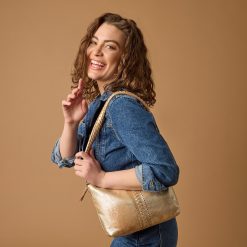 Alternative view of Kori Crossbody In Metallic Leather - Saddle Stardust