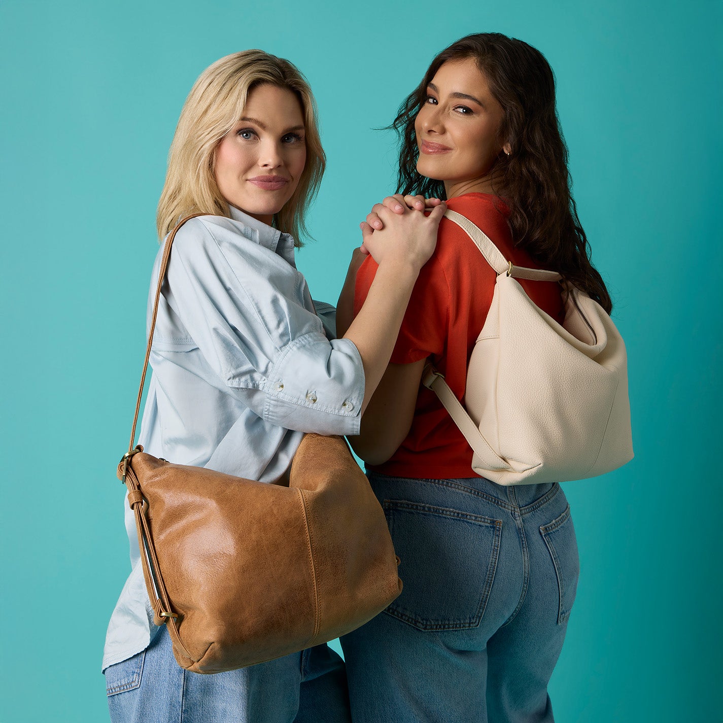 Emily Convertible Backpack In Pebbled Leather - Cream - Image 2