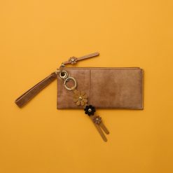 Alternative view of Triflower Keychain In Polished Leather - Natural