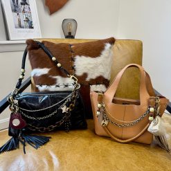 Alternative view of Ring Tassel Swag in Pebbled Leather - Black