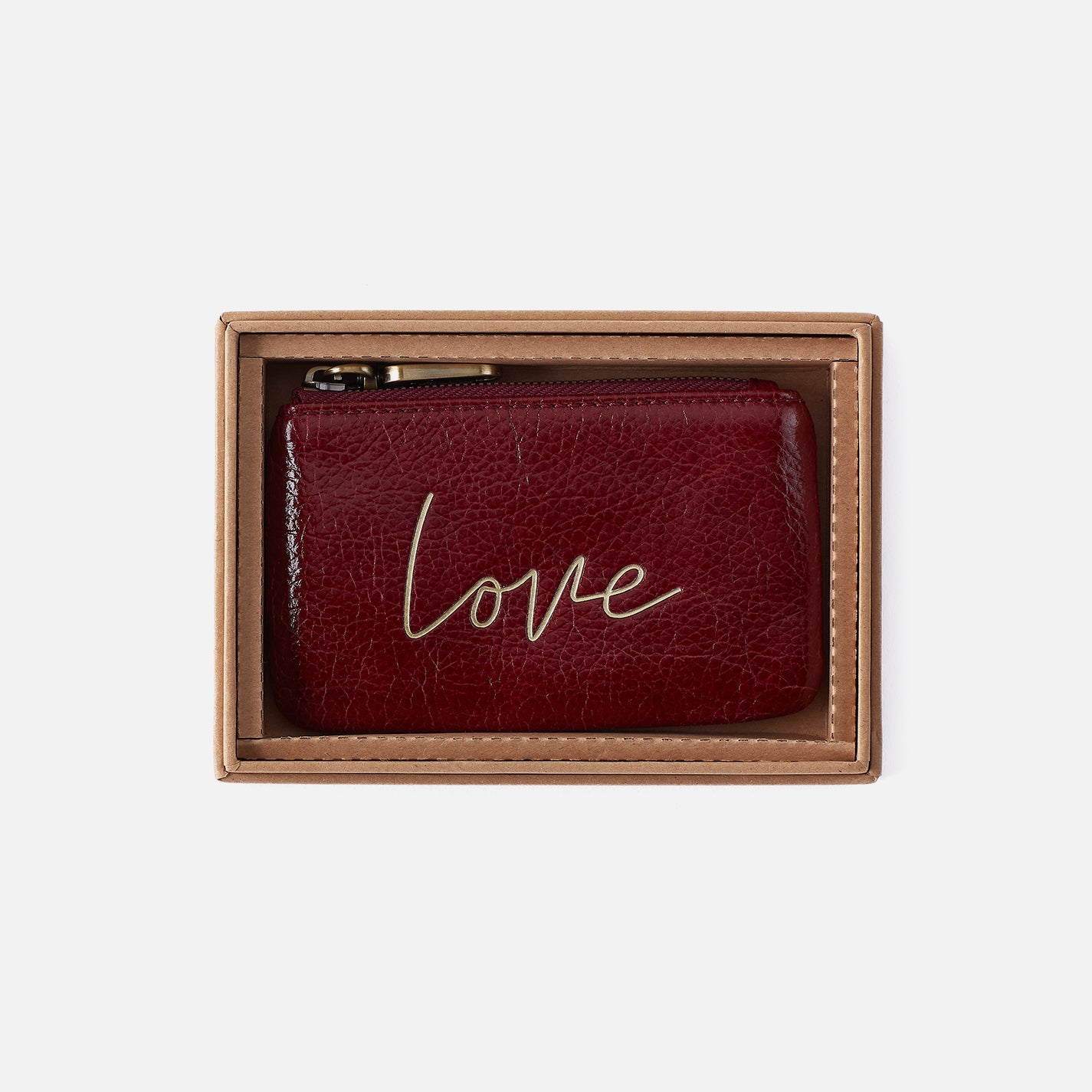 Sentiment Pouch Box in Aniline Gloss Leather - Garnet Gloss