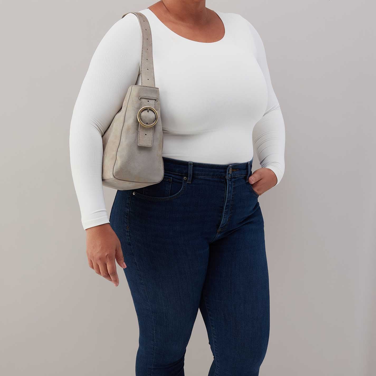 Render Shoulder Bag in Nubuck Leather - Golden Granite - Image 3