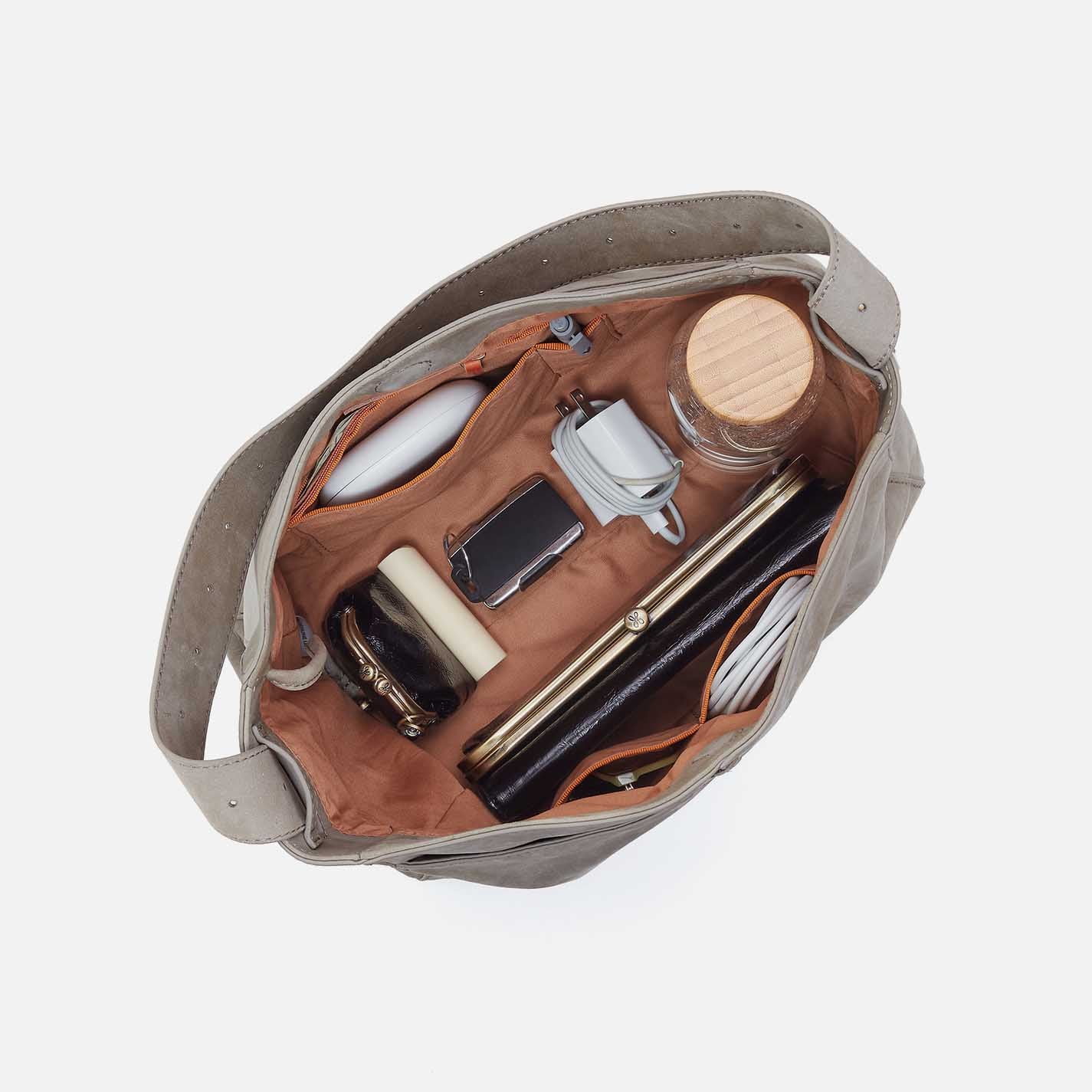Render Shoulder Bag in Nubuck Leather - Golden Granite - Image 4