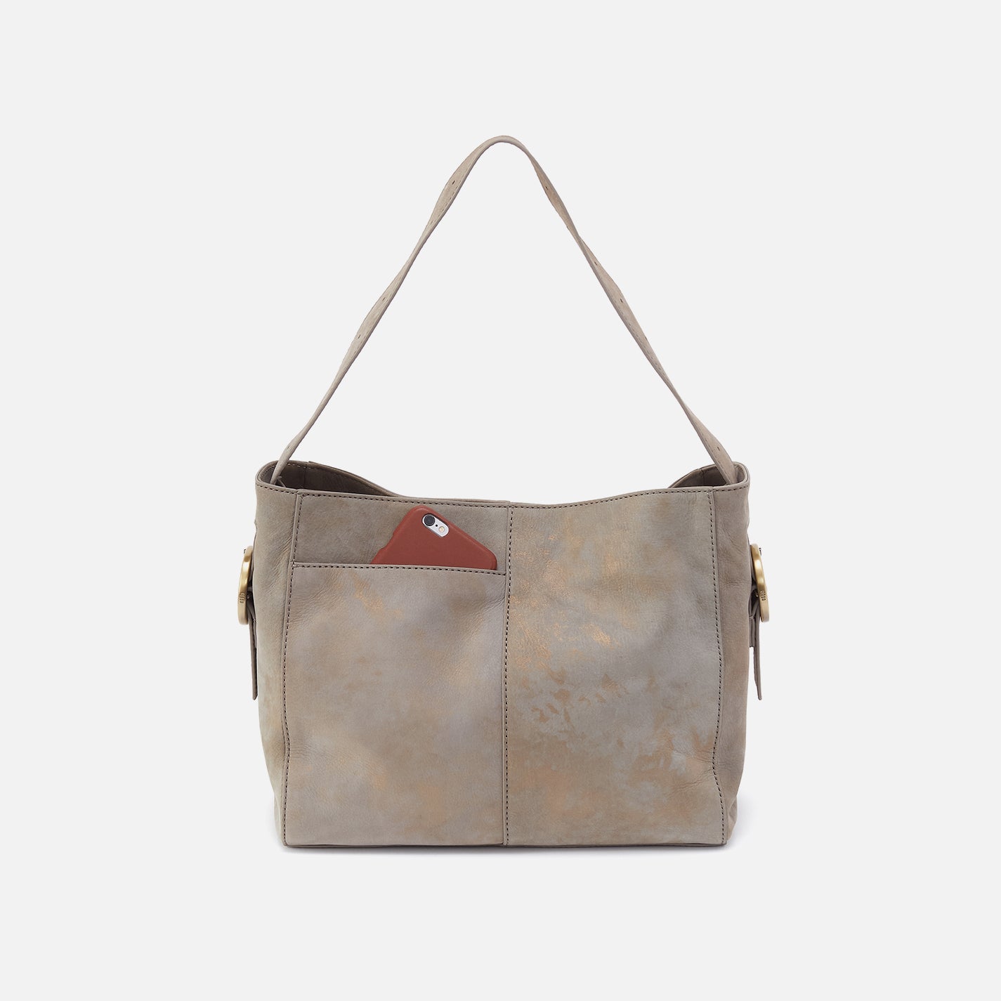 Render Shoulder Bag in Nubuck Leather - Golden Granite - Image 5