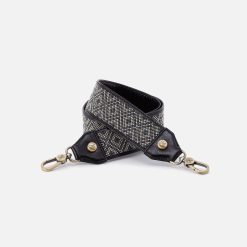 Beaded Guitar Strap in Polished Leather - Black