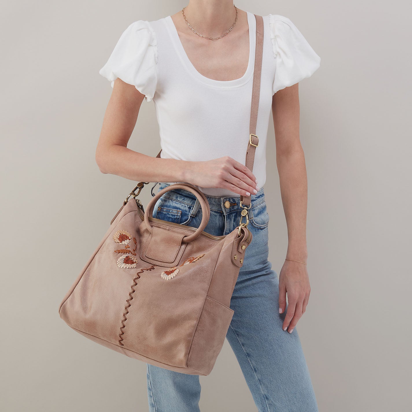 Sheila Large Satchel In Buffed Leather - Hazel - Image 2
