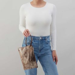 Alternative view of Sheila Soft Ring Clutch in Metallic Leather - Cocoa Platinum