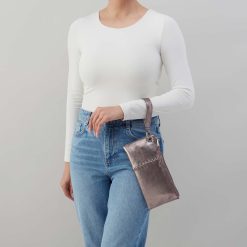 Alternative view of Vida Wristlet in Metallic Leather - Pewter Spur