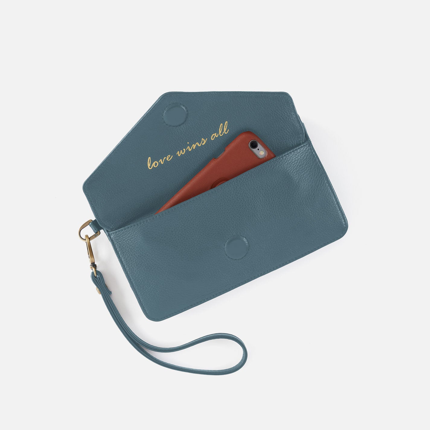 Goldie Wristlet in Pebbled Leather - Agave Leaf - Image 3