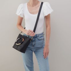 Alternative view of Luna Small Tote In Pebbled Leather - Black