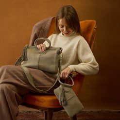 Alternative view of Sable Wristlet in Nubuck Leather - Golden Granite