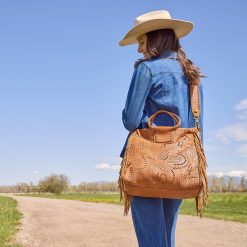 Alternative view of Sheila Large Satchel in Pebbled Leather - Warm Honey