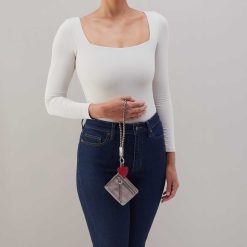 Alternative view of Lasso Phone Wristlet in Metallic Leather - Pewter Spur