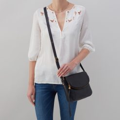 Alternative view of Fern Messenger Crossbody In Pebbled Leather - Black