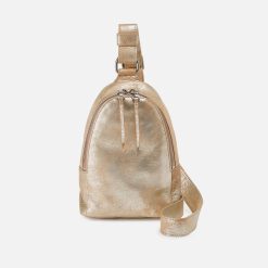 Fern Sling In Metallic Leather - Saddle Stardust