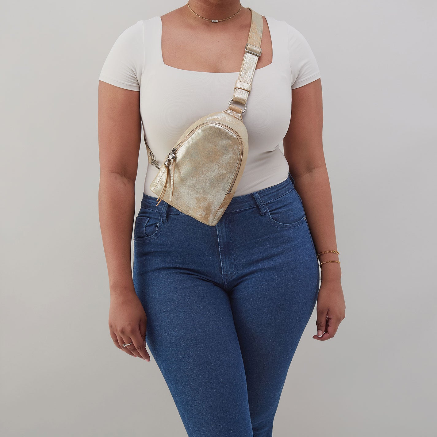 Fern Sling In Metallic Leather - Saddle Stardust - Image 3