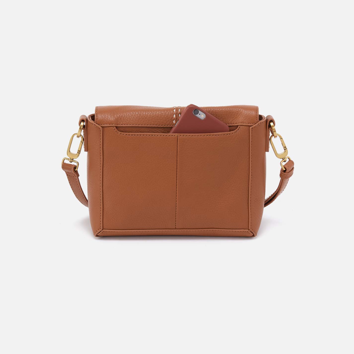 Austin Flap Crossbody in Pebbled Leather - Warm Honey - Image 4