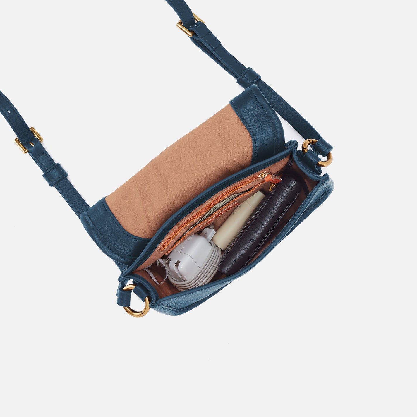 Kiva Small Crossbody in Pebbled Leather - Peacock Feather - Image 4
