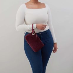 Alternative view of Daisy Daze Large Wristlet in Suede Leather - Prairie Garnet