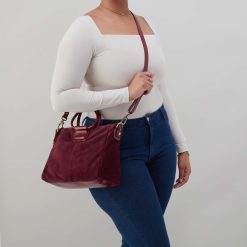 Alternative view of Sheila Medium Satchel in Suede Leather - Prairie Garnet