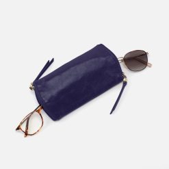 Alternative view of Spark Double Eyeglass Case in Polished Leather - Winter Violet