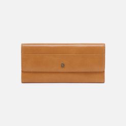 Jill Large Trifold Wallet In Polished Leather - Natural