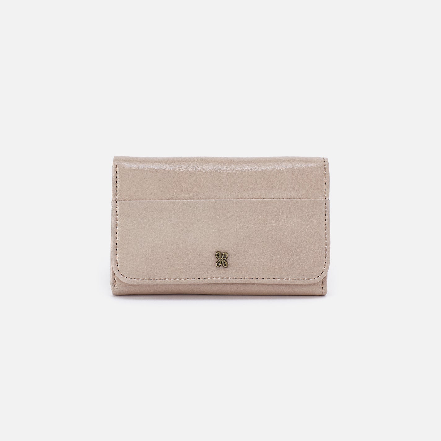 Jill Trifold Wallet in Aniline Gloss Leather - Stone Gloss
