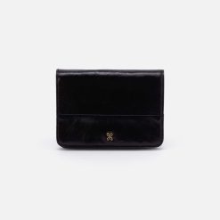 Jill Bifold Wallet in Polished Leather - Black