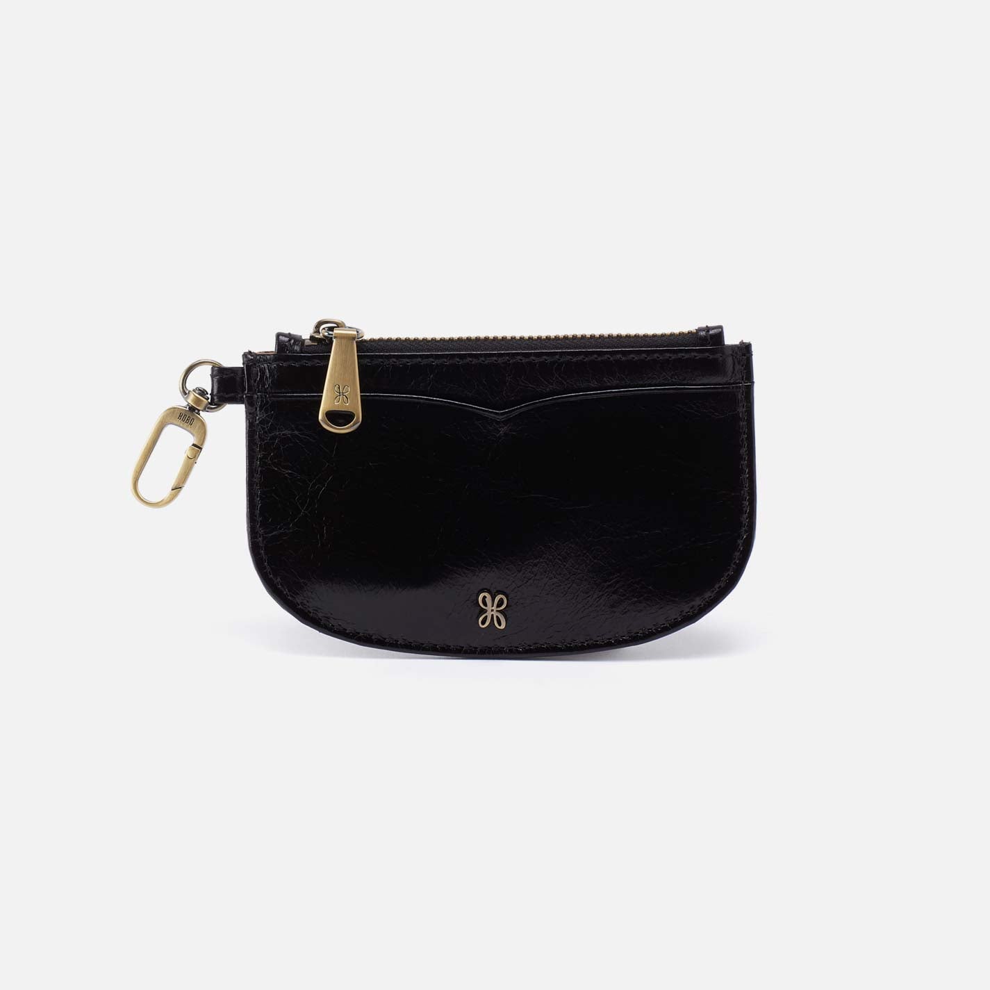 Luna Card Pouch in Polished Leather - Black