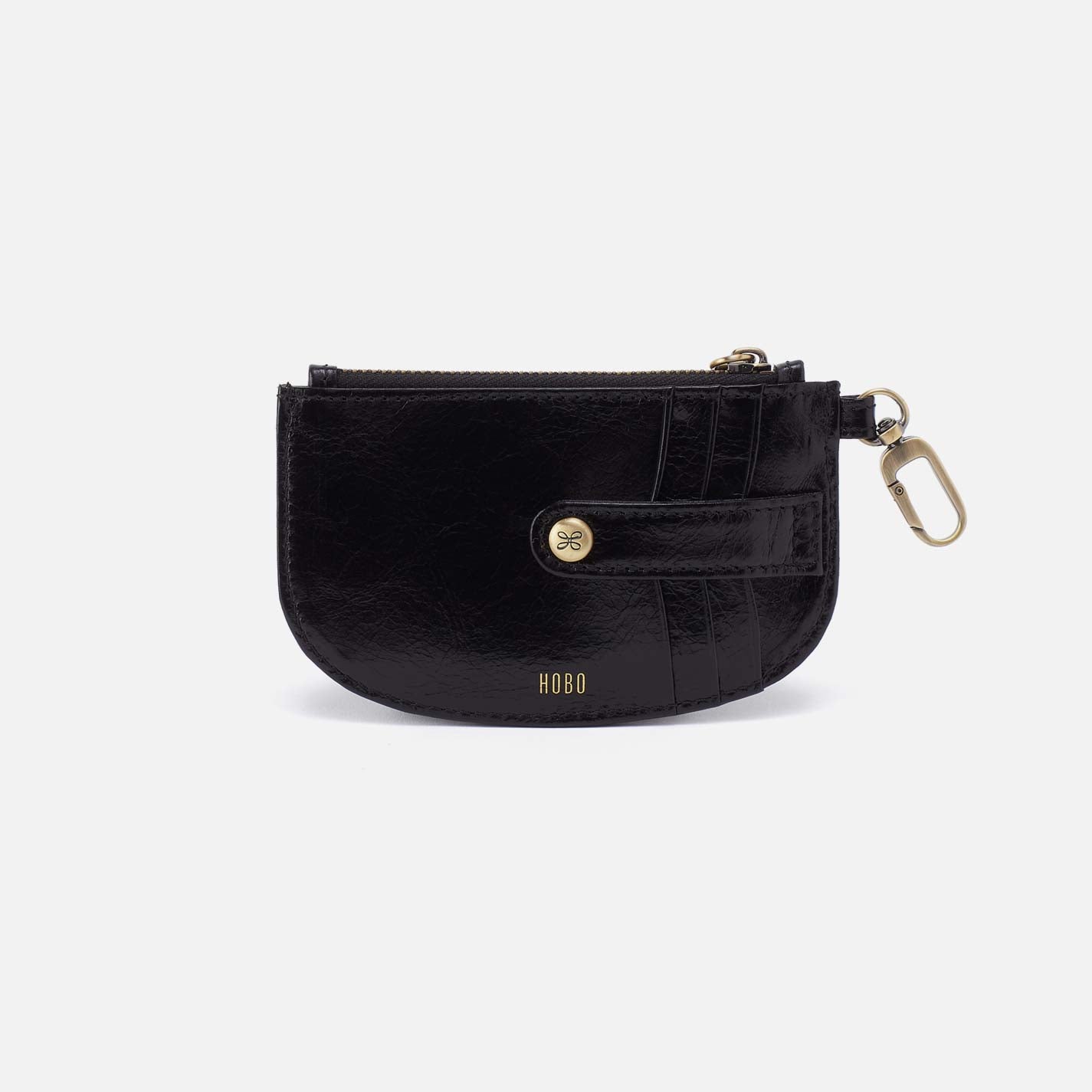 Luna Card Pouch in Polished Leather - Black - Image 2