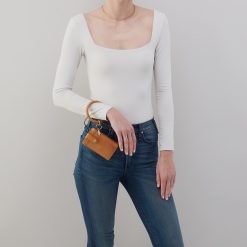 Alternative view of Ring Credit Card Wristlet in Polished Leather - Natural