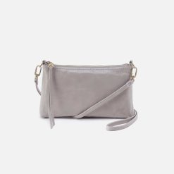 Darcy Crossbody in Polished Leather - Light Grey
