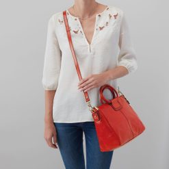Alternative view of Sheila Medium Satchel In Polished Leather - Grenadine