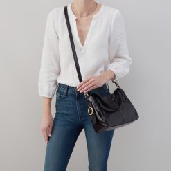 Alternative view of Render Small Crossbody In Polished Leather - Black
