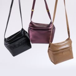 Alternative view of Logan Crossbody In Polished Leather - Black