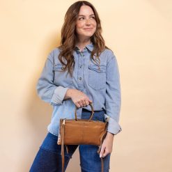 Alternative view of Sable Crossbody in Polished Leather - Truffle
