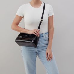Alternative view of Seneca Shoulder Crossbody in Polished Leather - Black