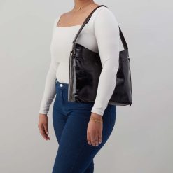 Alternative view of Romy Hobo in Polished Leather - Black